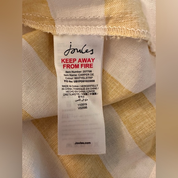 Joules Linen Blend Camisole Blouse - Yellow & White - Picture 7 of 8